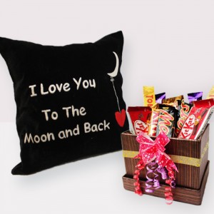 Customized Cushion with Chocolate box